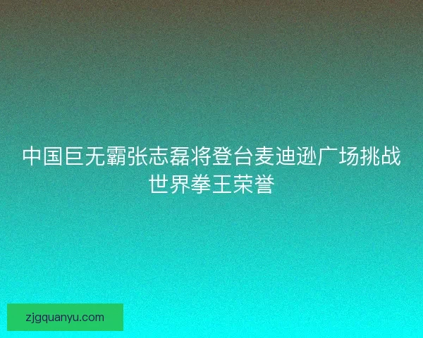 中国巨无霸张志磊将登台麦迪逊广场挑战世界拳王荣誉
