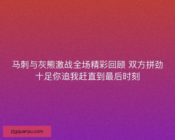 马刺与灰熊激战全场精彩回顾 双方拼劲十足你追我赶直到最后时刻
